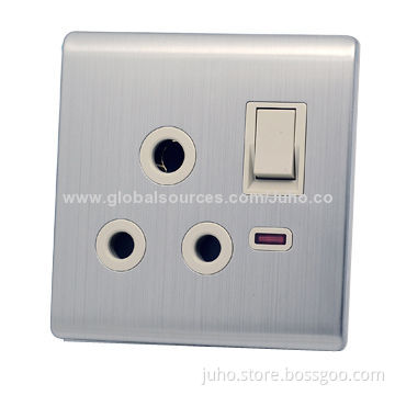15A multiple socket wall sockets, 1 Gang with red light, UK standard, electric switch & socket